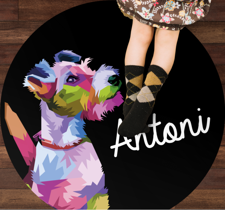 Colorful Canine Portrait custom vinyl rug - TenStickers