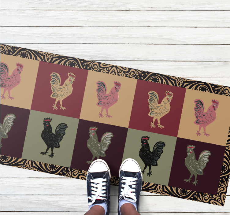 Colorful chicken pattern animal vinyl rug - TenStickers