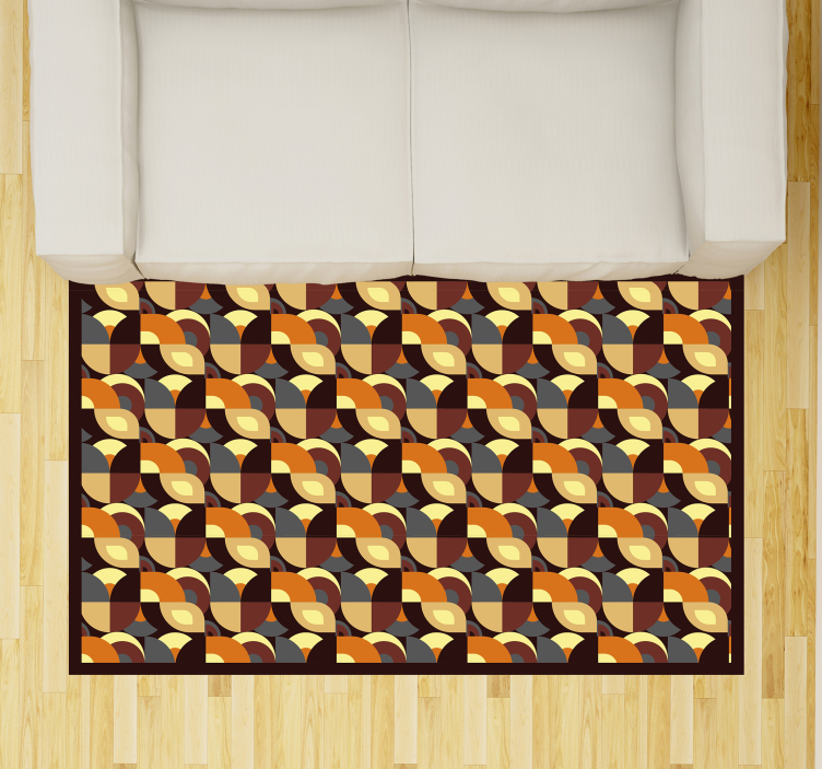 Colorful curved shapes living room vinyl rug - TenStickers