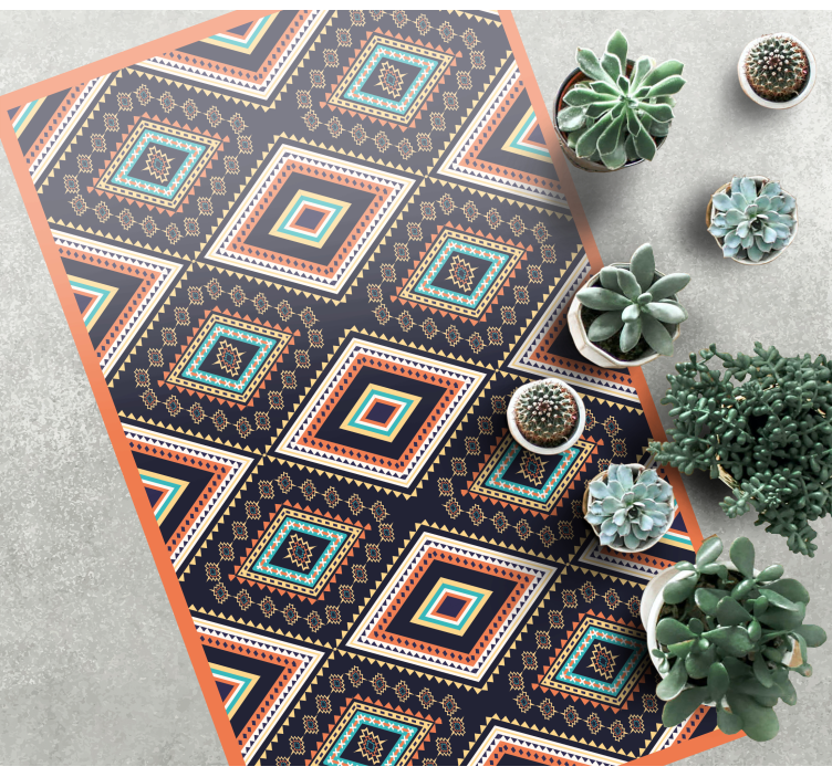 Colorful Diamond Pattern ethnic vinyl rug - TenStickers