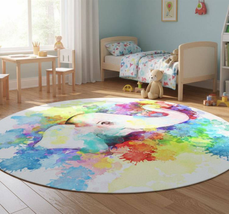 Colorful elephant splash animal vinyl rug - TenStickers