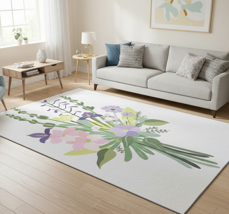 Colorful floral bouquet floral vinyl rug - TenStickers