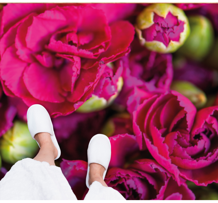 Lively Flower Blossoms floral vinyl rug - TenStickers