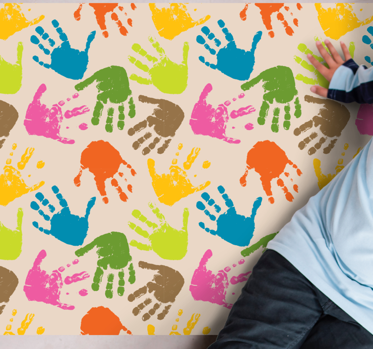 Colorful handprints kids vinyl rug - TenStickers