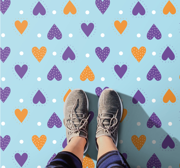 Colorful heart pattern teen vinyl rug - TenStickers