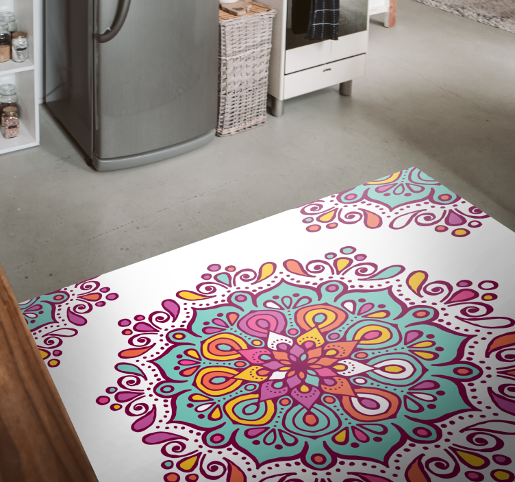 Colorful Intricate Pattern mandala vinyl rug - TenStickers