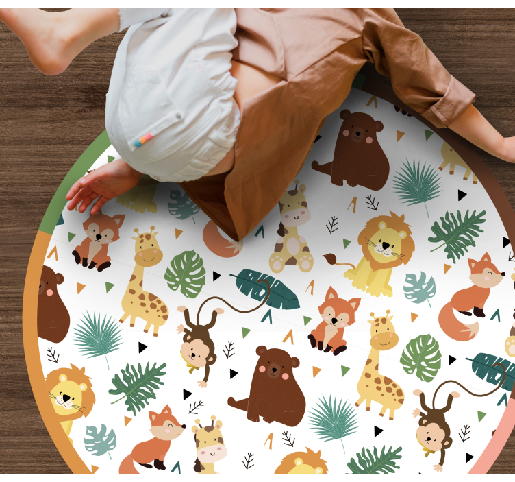 Colorful Jungle Friends animal vinyl rug - TenStickers