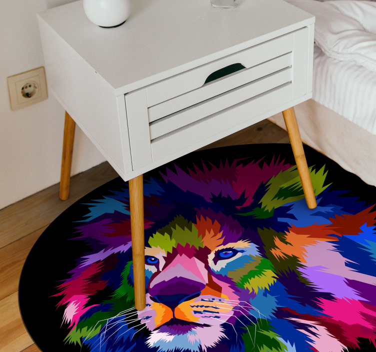 Colorful Lion Head animal vinyl rug - TenStickers