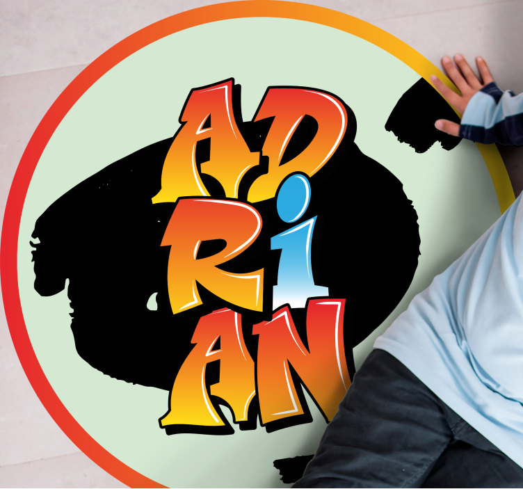 Colorful Name Design custom vinyl rug - TenStickers