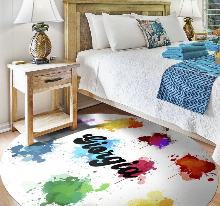 Circular design with splashes teen vinyl rug - TenStickers
