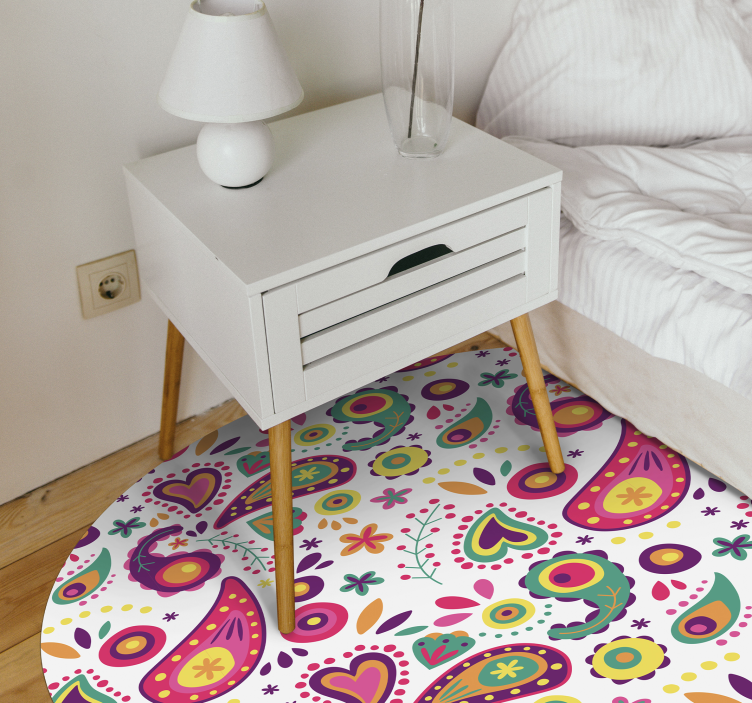 Colorful Paisley Pattern floral vinyl rug - TenStickers