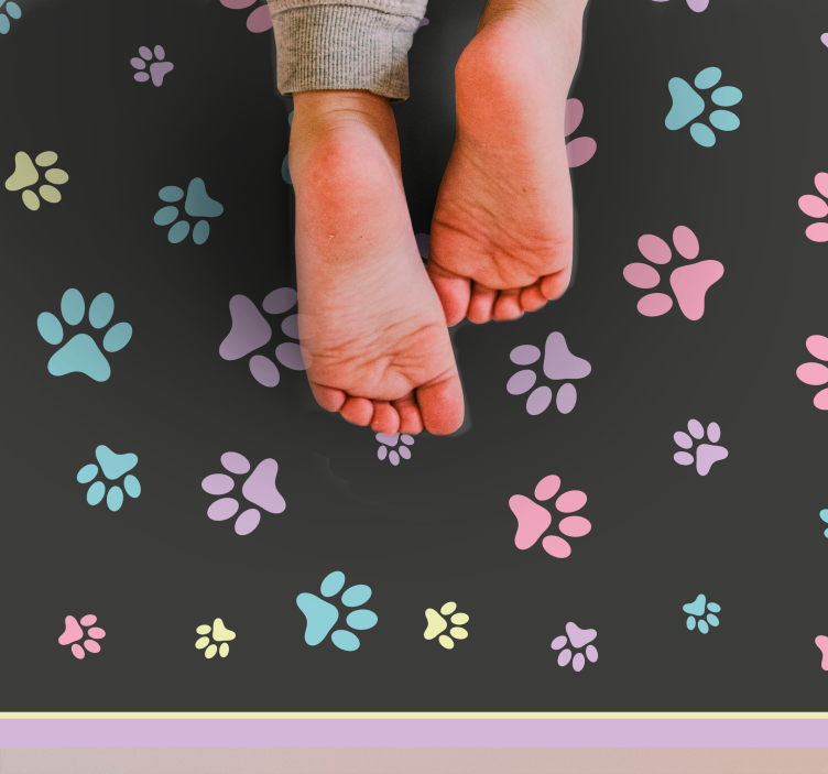 Colorful Paw Imprints animal print vinyl rug - TenStickers