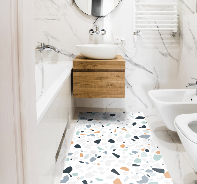Colorful pebble mix bathroom vinyl rug - TenStickers