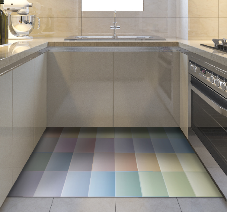 Colorful Pixelation kitchen vinyl rug - TenStickers