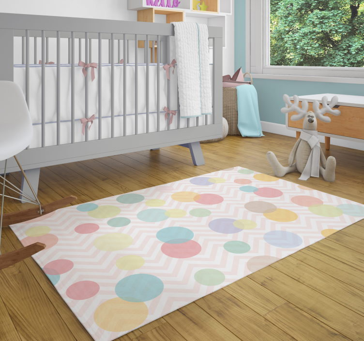 Colorful Polka Dot Chevron playroom carpet - TenStickers