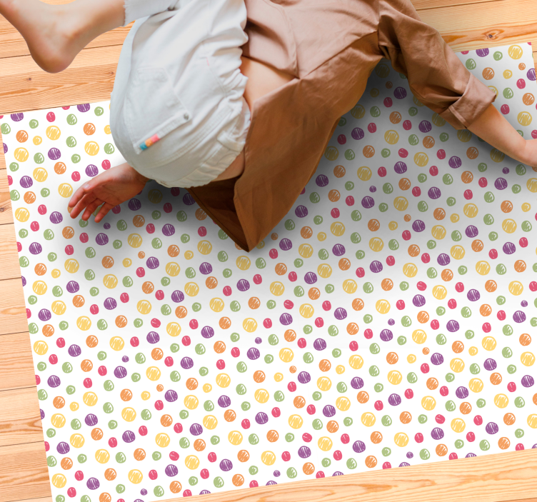 Colorful Polka Dots kids vinyl rug - TenStickers