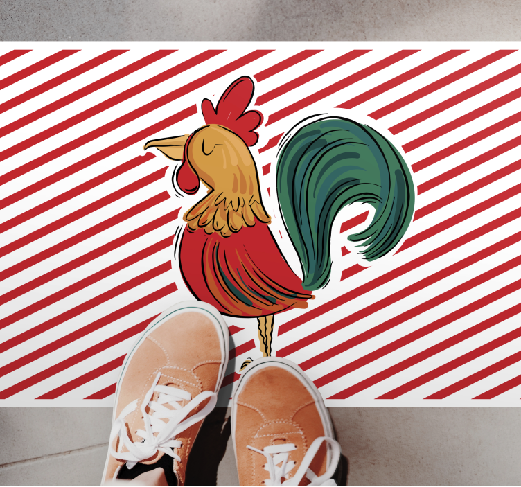 Colorful Rooster Artwork animal vinyl rug - TenStickers