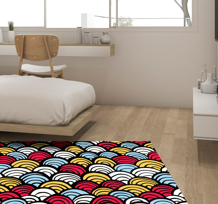 Colorful Semicircles geometric vinyl rug - TenStickers