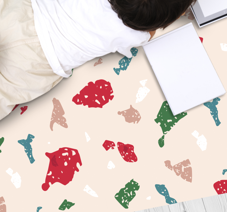 Colorful terrazzo design textured vinyl rug - TenStickers