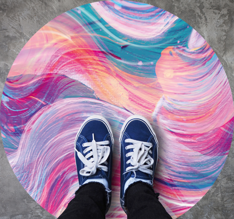 Colorful Swirling Waves minimal vinyl rug - TenStickers