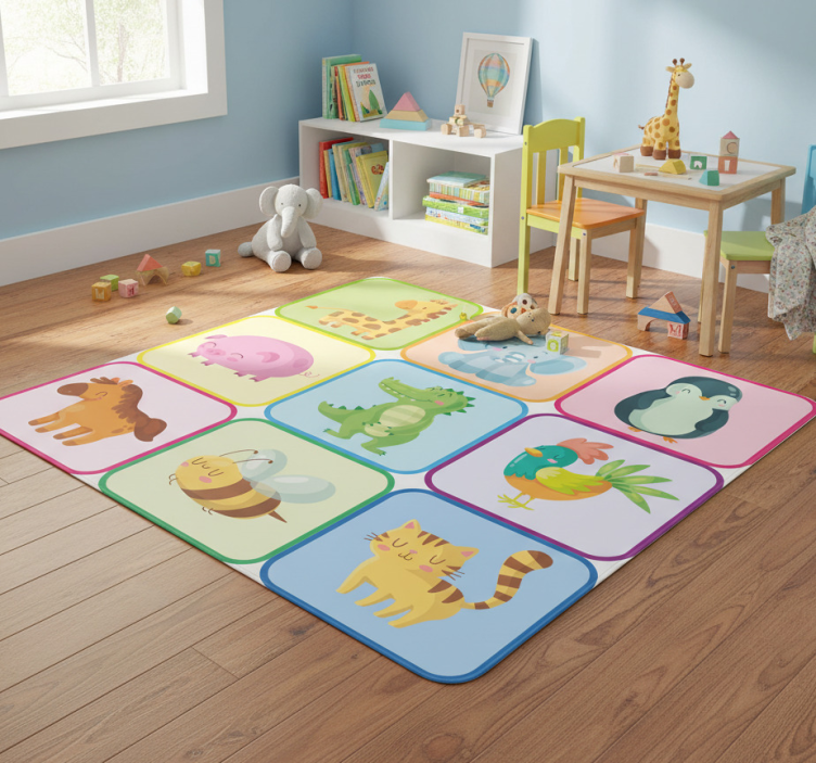Colorful tiles animal vinyl rug - TenStickers