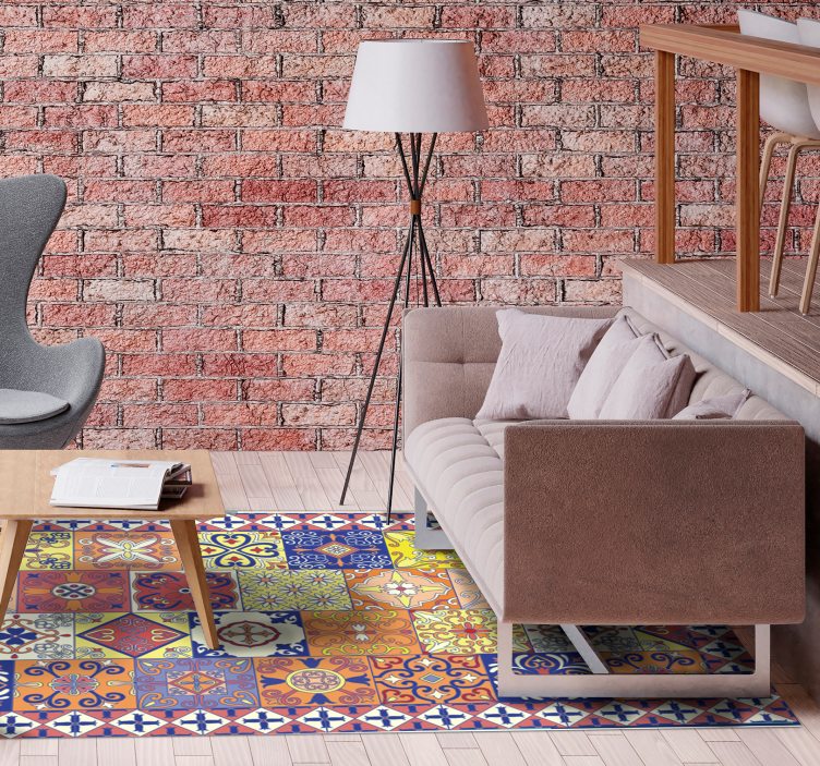 Colorful Tilework mosaic vinyl rug - TenStickers