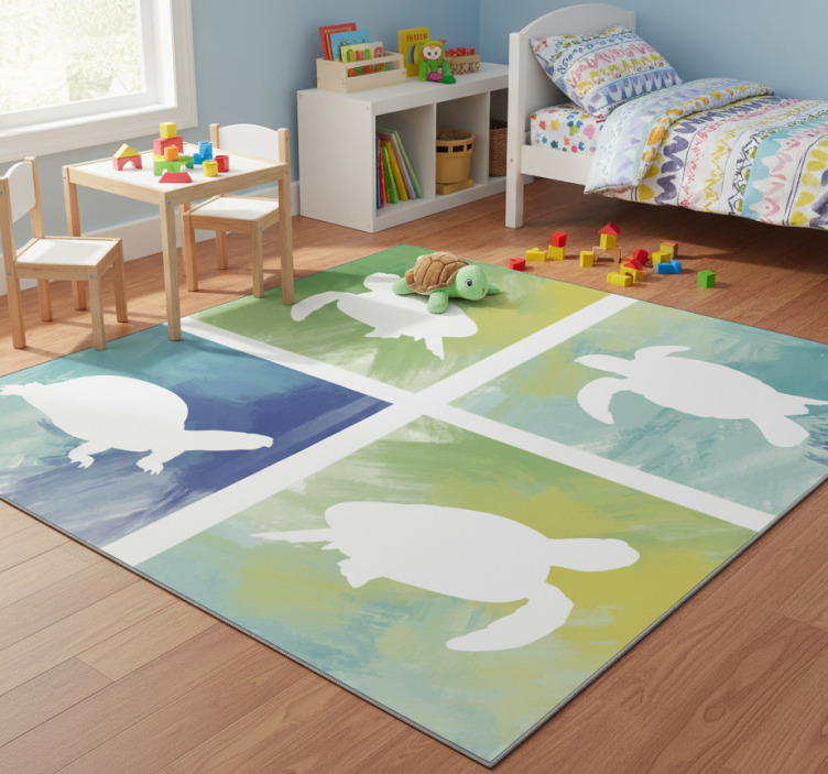 Colorful turtle pack tile animal vinyl rug - TenStickers