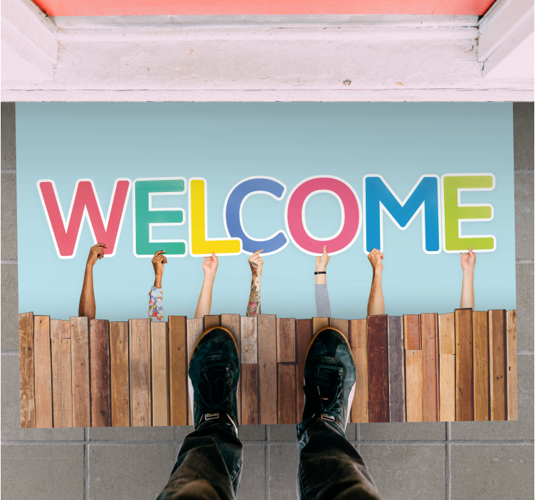 Colorful Welcome Entry custom rug - TenStickers