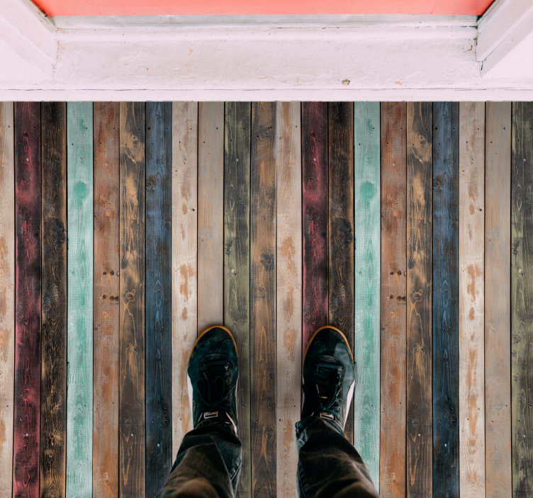 Colorful classic planks wood effect vinyl rug - TenStickers