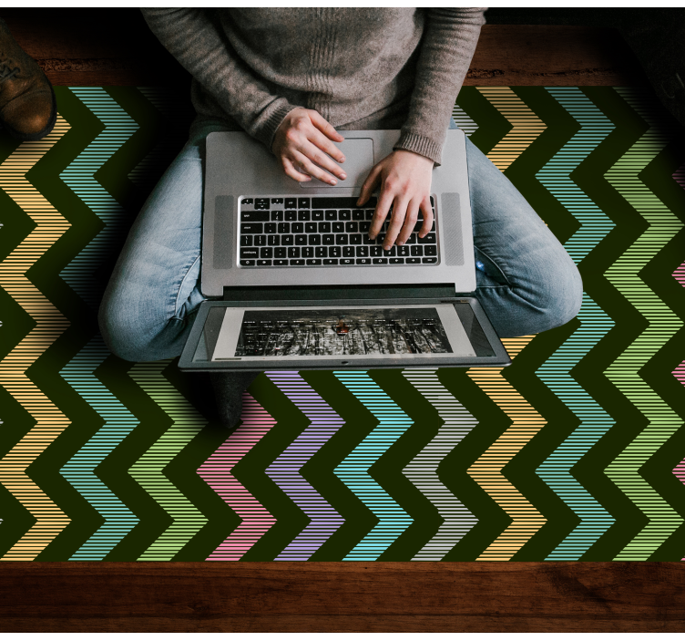 Colorful Zigzag pattern striped vinyl rug - TenStickers