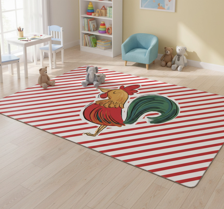 Coloured rooster design animal vinyl rug - TenStickers