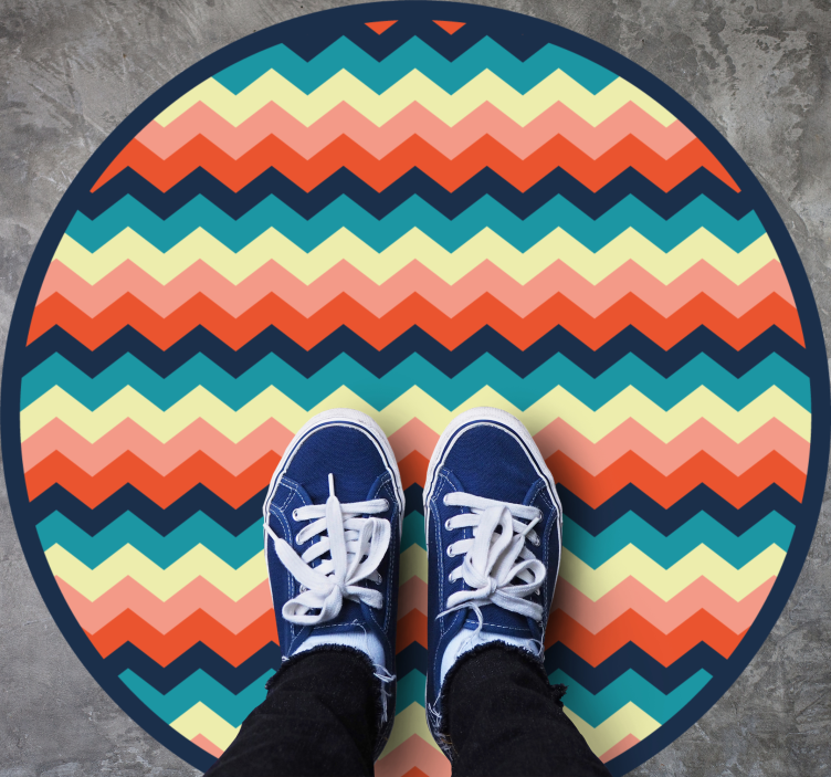 Colourful Chevron Pattern geometric vinyl rug - TenStickers