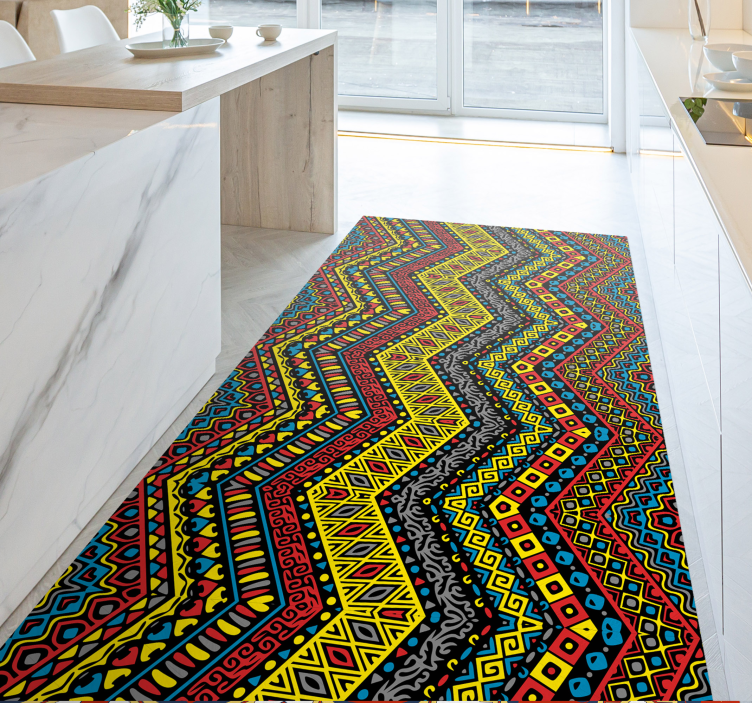 Colourful tribal kitchen vinyl rug - TenStickers