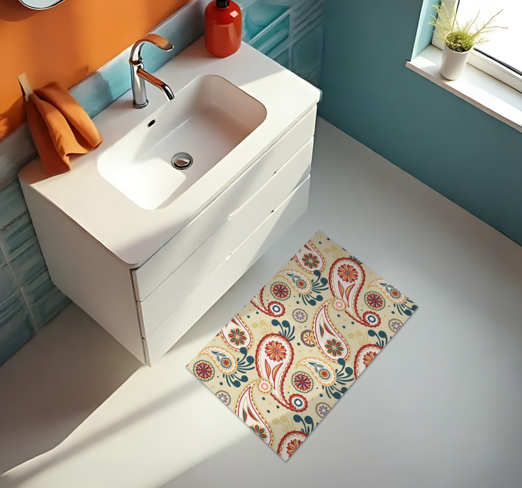 Colourful water drops bathroom vinyl rug - TenStickers