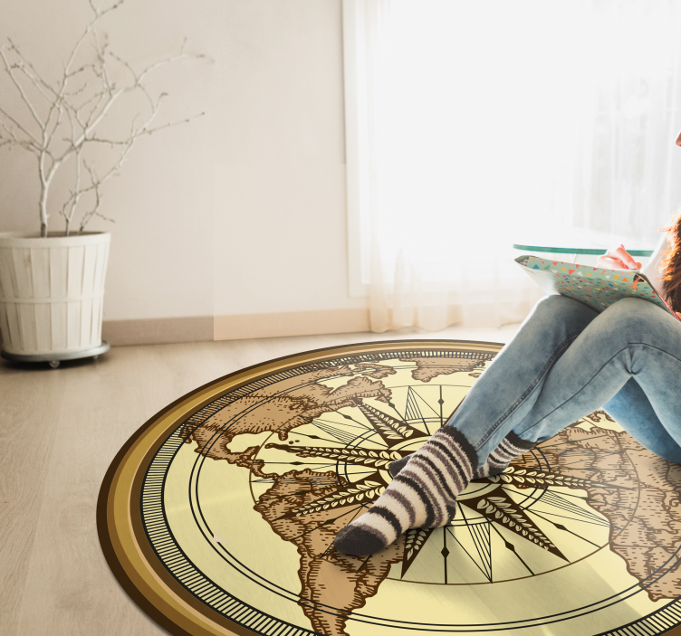 Compass Global Map world map vinyl rug - TenStickers