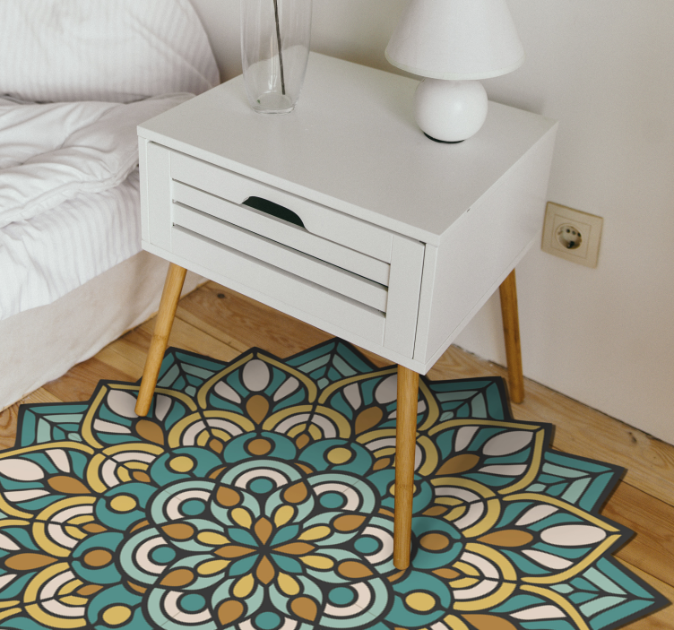 Complex colorful motif mandala vinyl rug - TenStickers