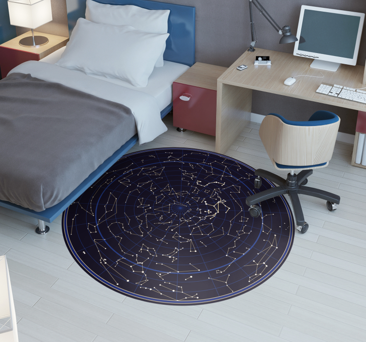 Constellation Circular world map vinyl rug - TenStickers