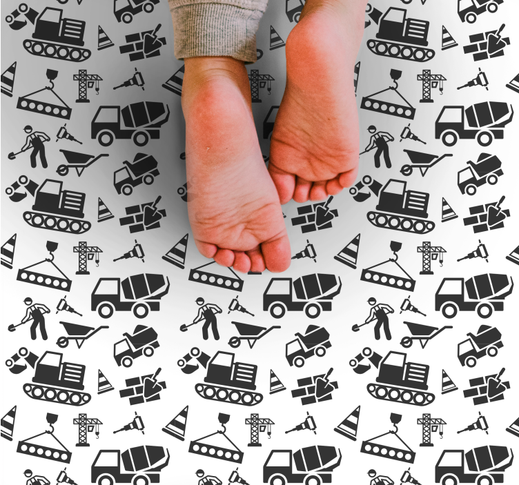 Construction Vehicles Play game vinyl rug - TenStickers