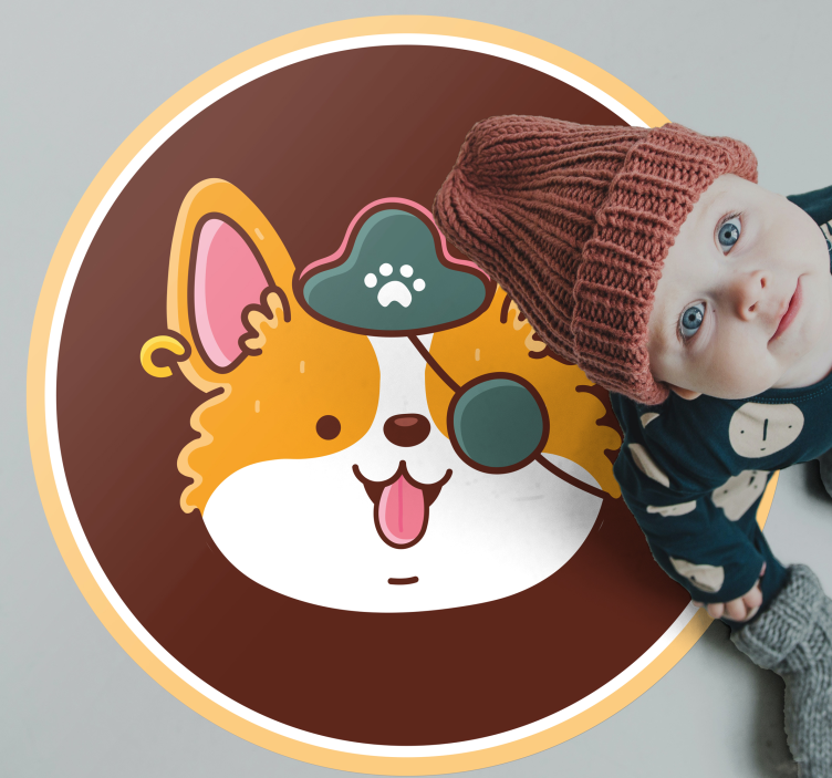 Corgi Captain Emblem modern vinyl rug - TenStickers