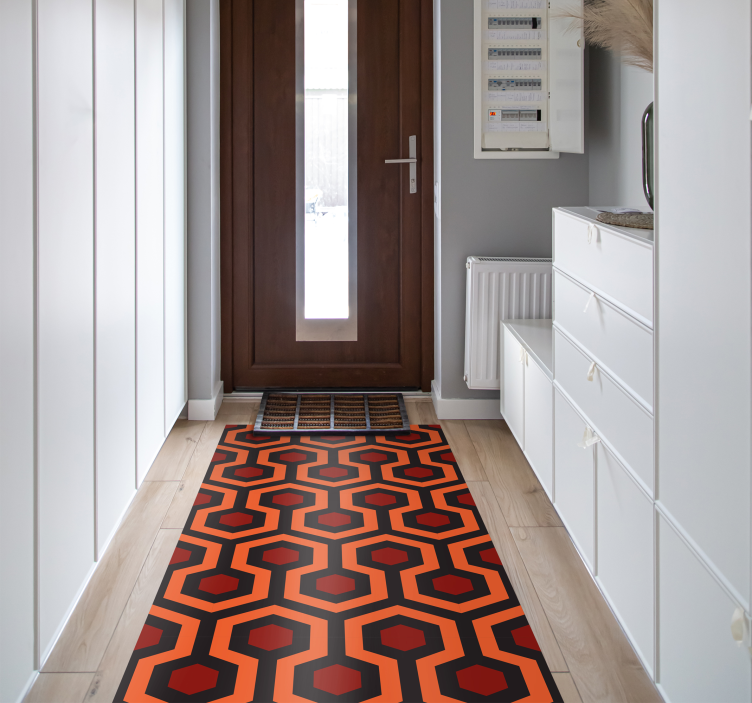 Shining red retro geometric pattern vinyl hallway runner - TenStickers