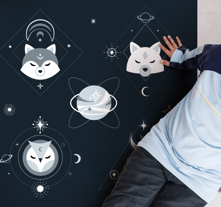 Cosmic Animal Faces kids vinyl rug - TenStickers