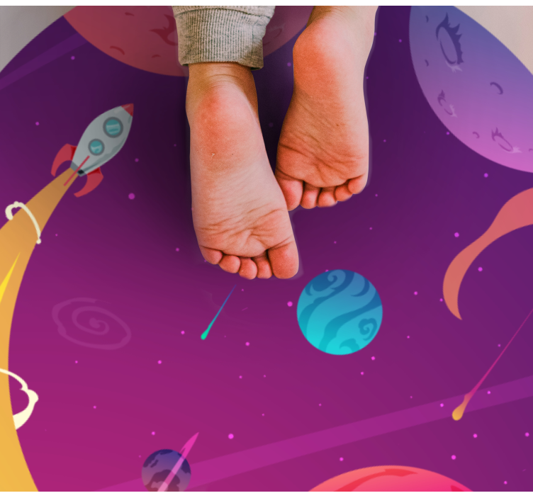 Cosmic rocket journey star vinyl rug - TenStickers