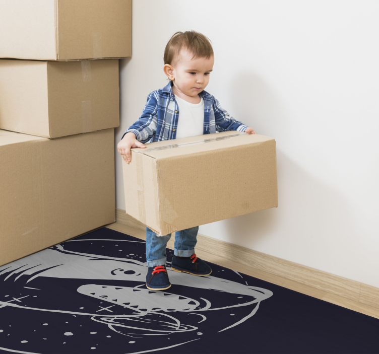 Cosmic Shark Space kids vinyl rug - TenStickers