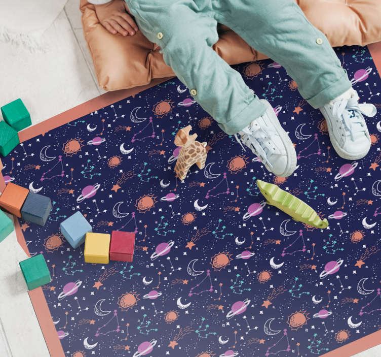 Cosmic Space Play kids vinyl rug - TenStickers