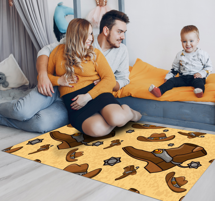 Cowboy Boot Motif animal vinyl rug - TenStickers