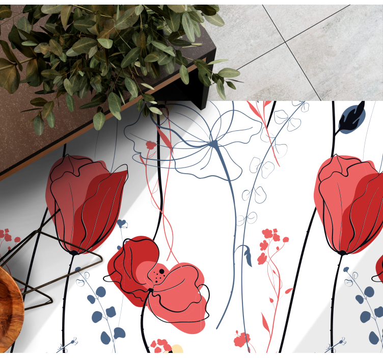Crimson Blossom Grace floral vinyl rug - TenStickers