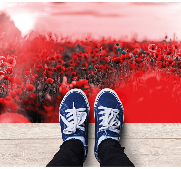 Crimson Blossom Landscape floral vinyl rug - TenStickers