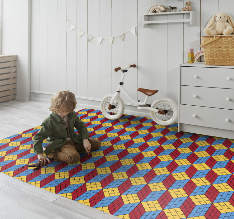 Cubic Puzzle Pattern game vinyl rug - TenStickers