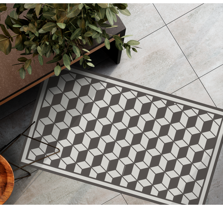 Cubist Motif geometric vinyl rug - TenStickers