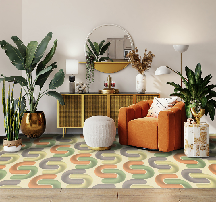 Curved colour patterns living room vinyl rug - TenStickers